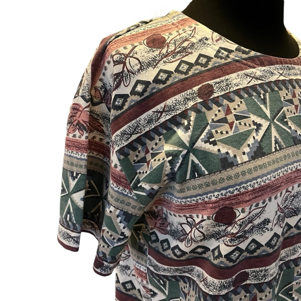 Vintage southwestern abstract print crewneck T-shirt S - Picture 8 of 11